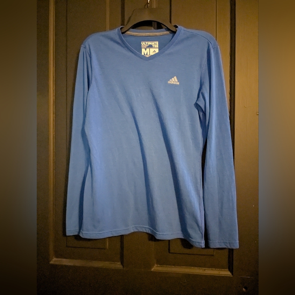 Adidas Blue Long Sleeve Tee Athletic Style